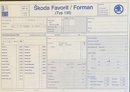 Skoda favorit forman - favorit, original